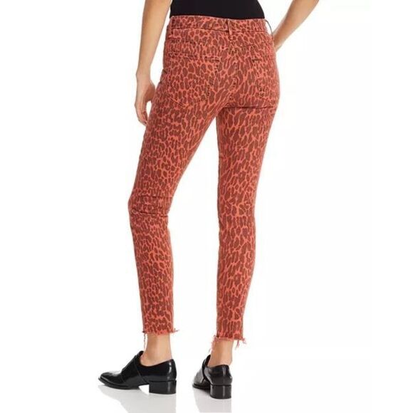 MOTHER Looker High-Rise Leopard Ankle Fray Skinny Jeans in Animal Attraction Siz - Picture 3 of 12